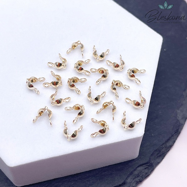 7*3,5 мм Цвет золото, Каллоты двойное кольцо Люкс уп. 20 шт.