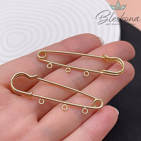 5 см, Цвет золото, Основа булавка 3 кольца