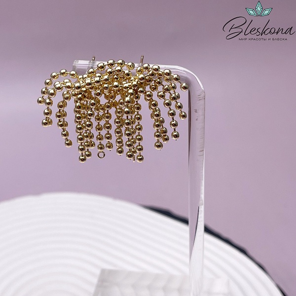 31*21 мм Цвет золото, Пусеты шарики