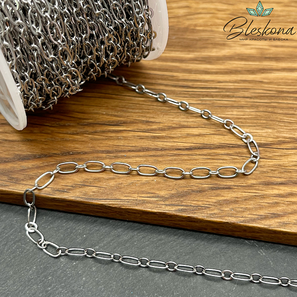 Цепь №69-2 цвет серебро 7*3 мм 
