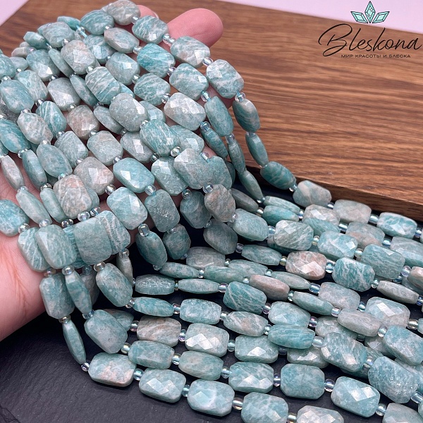 Амазонит плоский прямоугольник огранка 12*8 мм