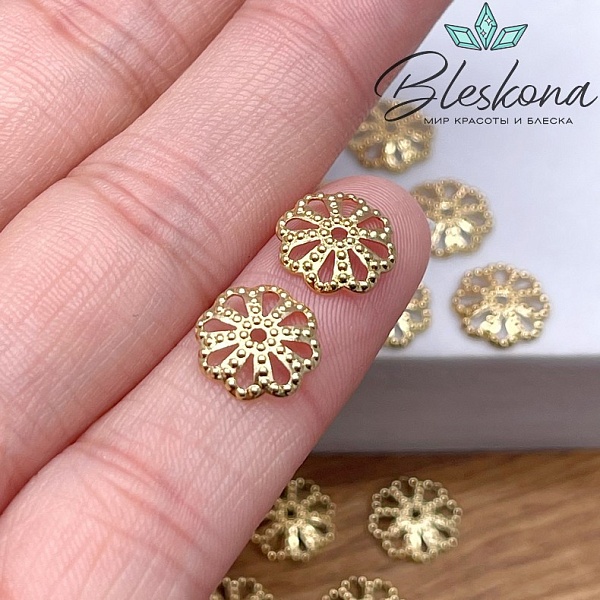 Шапочка цветок, цвет золото 10*2мм