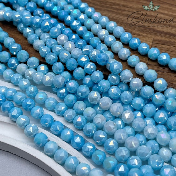 Стекло Lux голубое огранка  8 мм