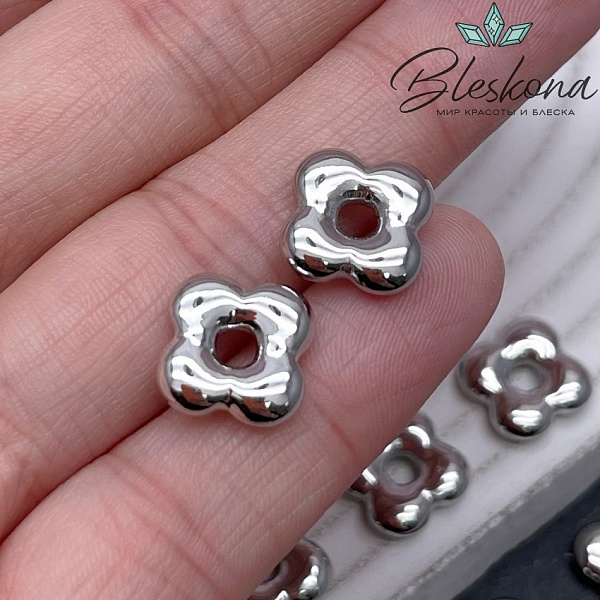 13 мм Цвет серебро, Подвеска Цветок гладкий