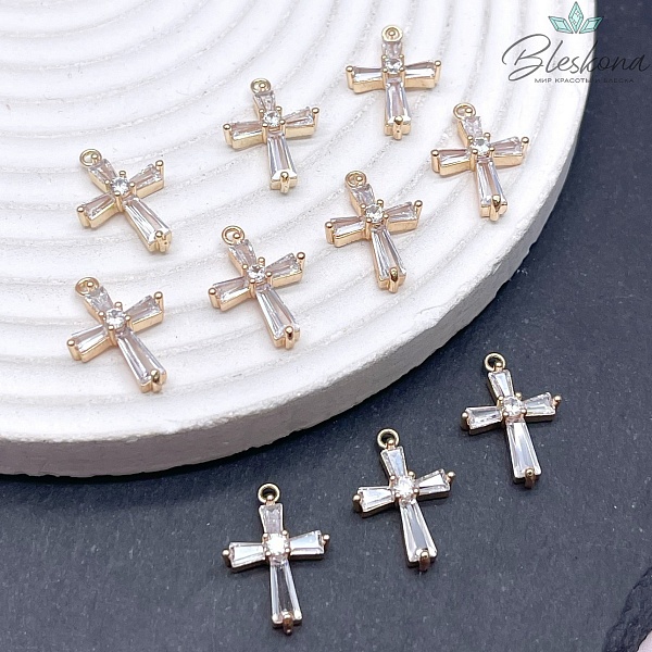 16,3*12 мм Цвет золото Крест  цирконы 