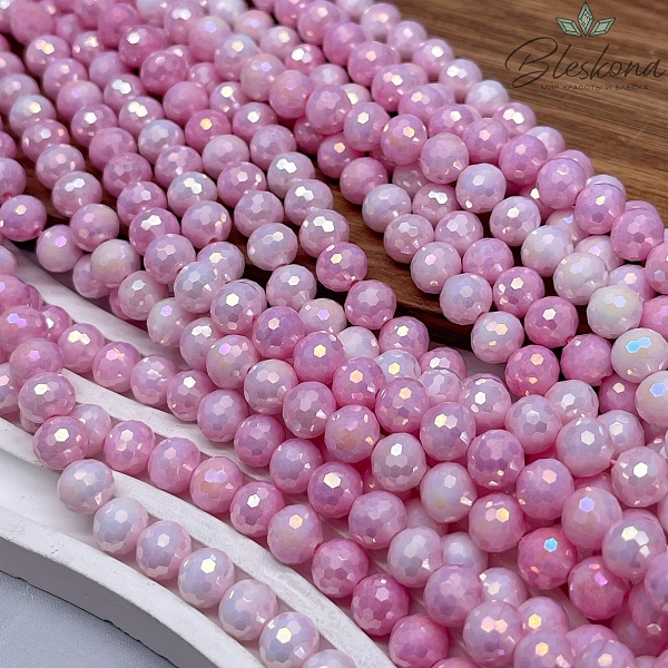 Стекло Lux светло- розовое огранка 8 мм