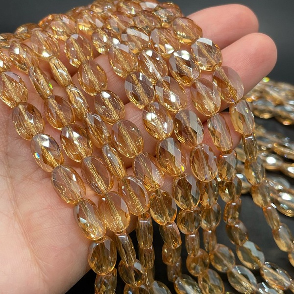 8*11 мм Стекло Lux,овал огранка, цвет карамельный 