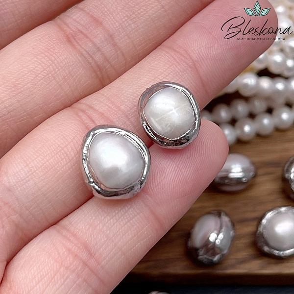 12-13 мм Цвет серебро, Бусина  Жемчуг  