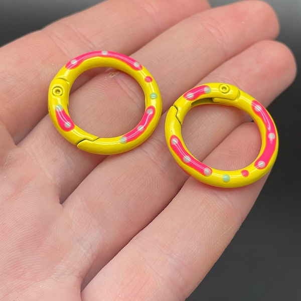 25мм , Замок круг разводы желтая эмаль