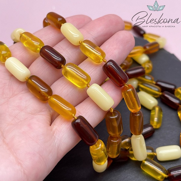 Янтарь микс цилиндр 8*14мм