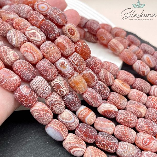 Агат Кракле светло-коричневый бочата 13*10 мм