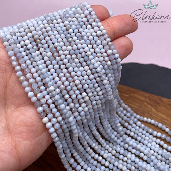 3 мм Агат голубой (Сапфирин) алмазная огранка