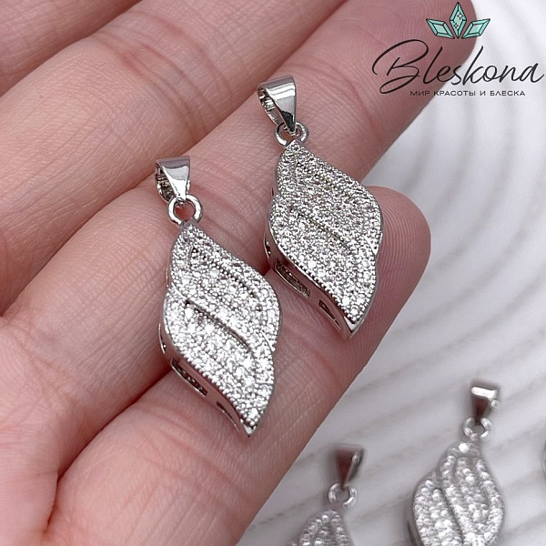 24,5*11 мм Цвет серебро, Подвеска с цирконами