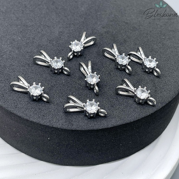 15,4*6 мм Цвет серебро, Бейл циркон неразъемное кольцо