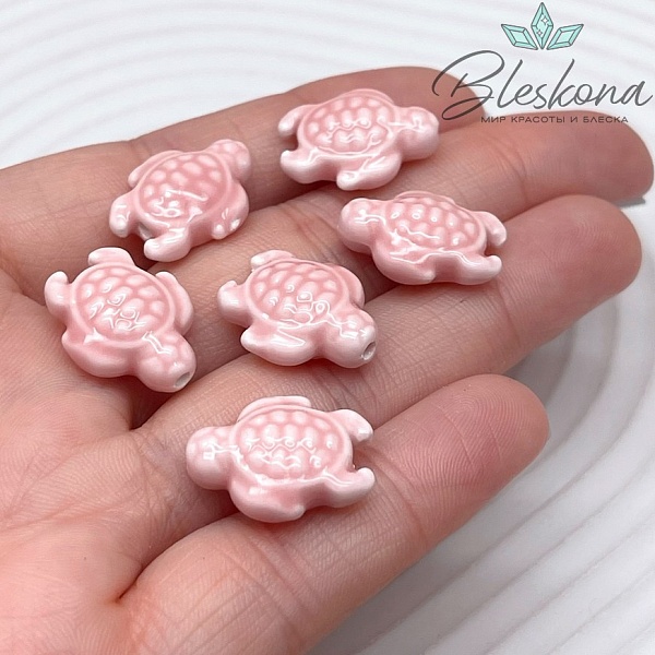 14*18 мм Керамика бусина черепашка розовая