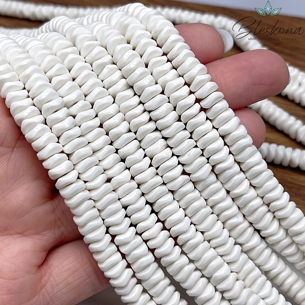 Радужный Агат белый диски волна 3*6 мм (имитация)