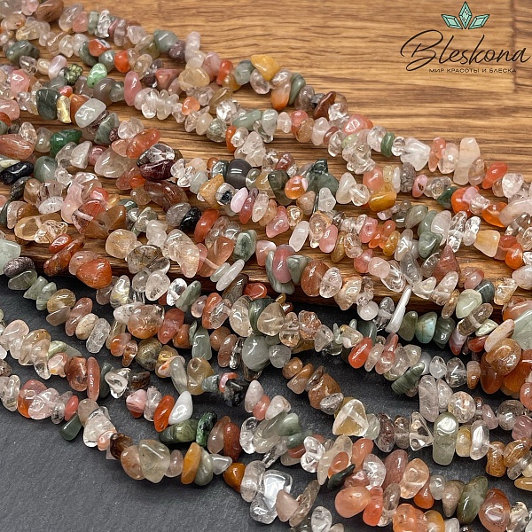 Крошка микс агатов ширина бусин ~ 7-9мм