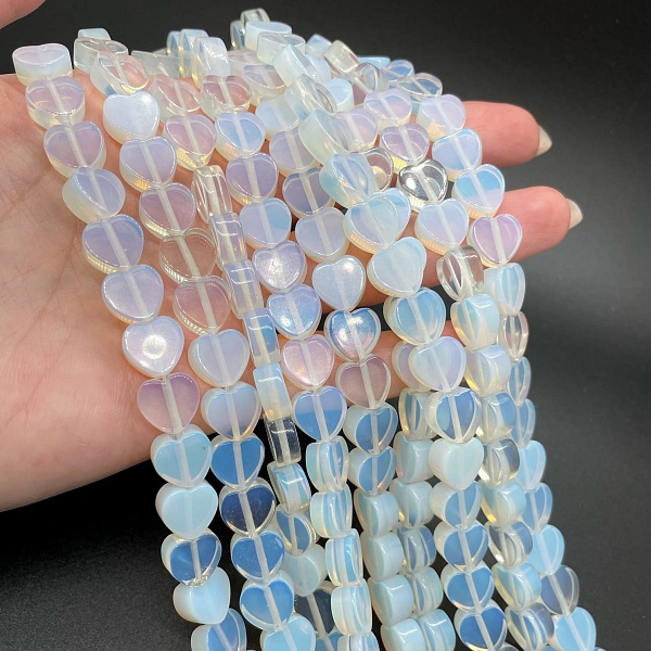 Лунный камень Сердца плоские (имитация) 10*10*5 мм