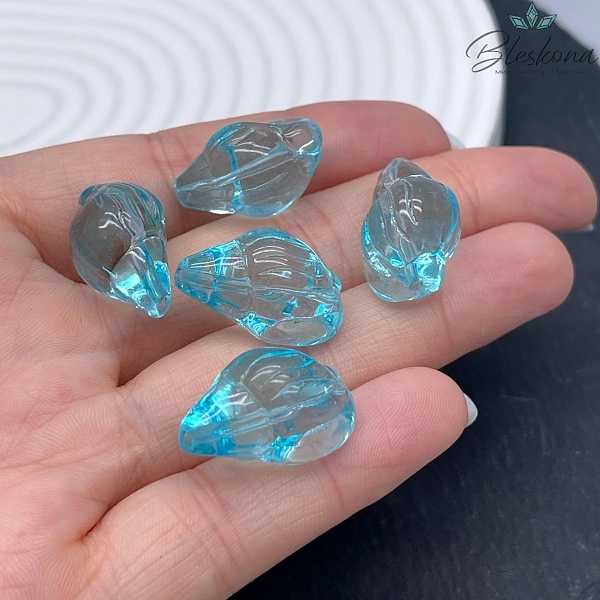 21*13 мм Бусина ракушка, цвет голубой, уп.5 шт.