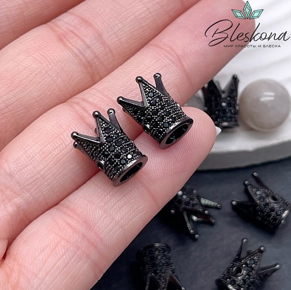 Бусина Корона, цвет черный, 12*7,5мм