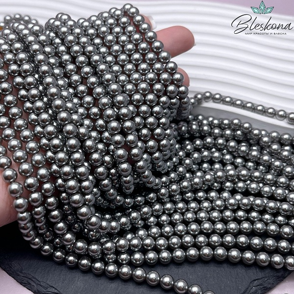 Жемчуг Майорка цвет серый 6 мм