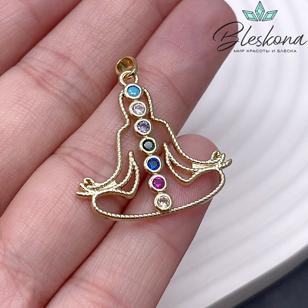 27*28 мм Цвет золото, Девушка с чакрами