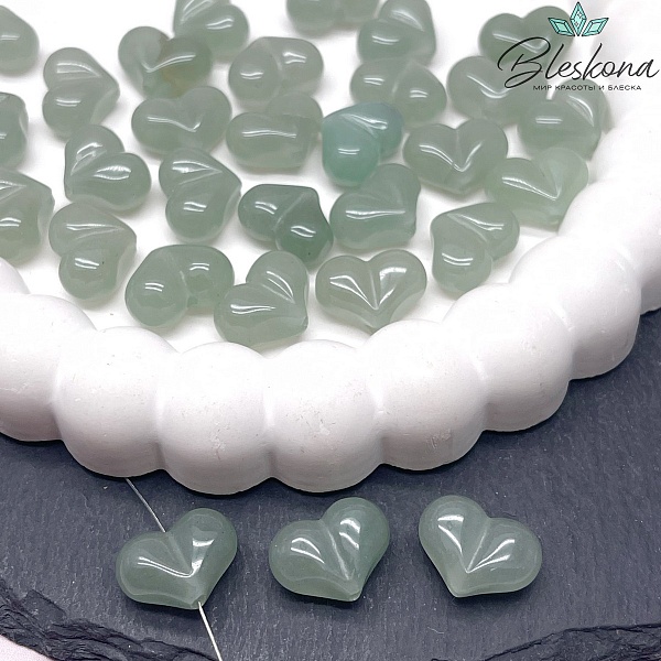 Бусина сердце Авантюрин зеленый 11*15 мм штучно 