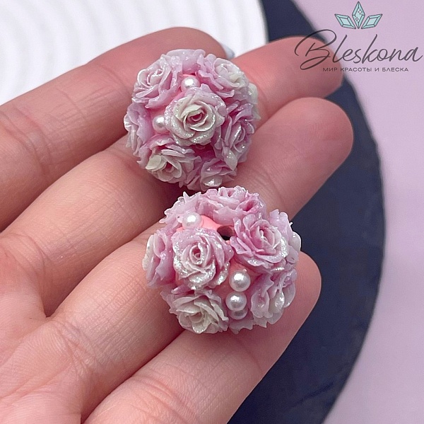 24 мм Бусина шар цветочный малиновый