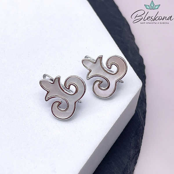 15*16 мм Цвет серебро, Швензы Этно перламутр