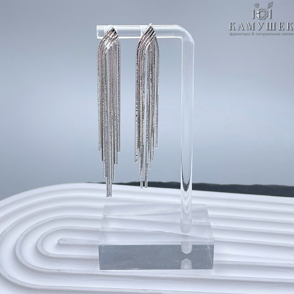 Пусеты шторки, цвет серебро 70*8,5 мм