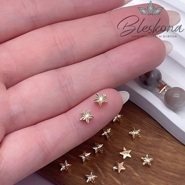 5 мм Цвет золото, Бусина звезда резная