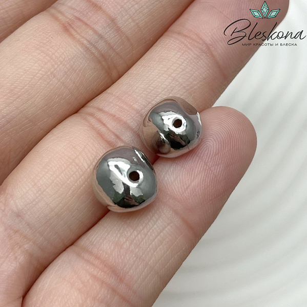 7,6*9,6 мм Цвет серебро, Бусина фриформ 