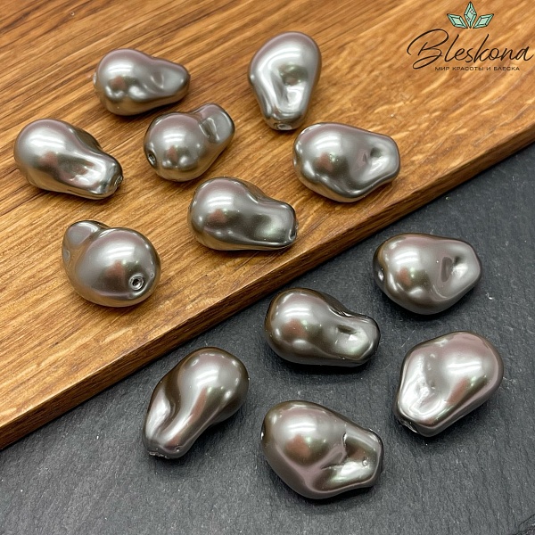 15*22 мм, Жемчуг Майорка цвет серый (штучно)