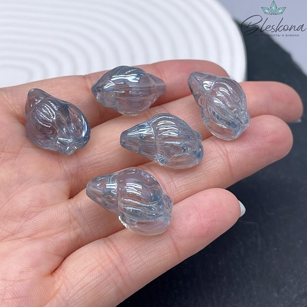 21*13 мм Бусина ракушка, цвет серо- голубой, уп.5 шт.