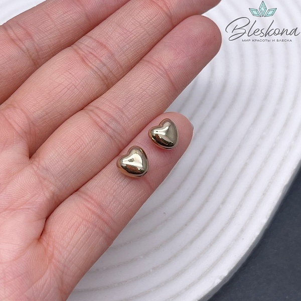 7*7,8 мм Цвет золото, Бусина сердце гладкое