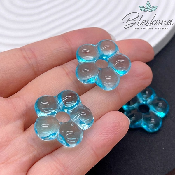 24 мм  Подвеска цветок голубой