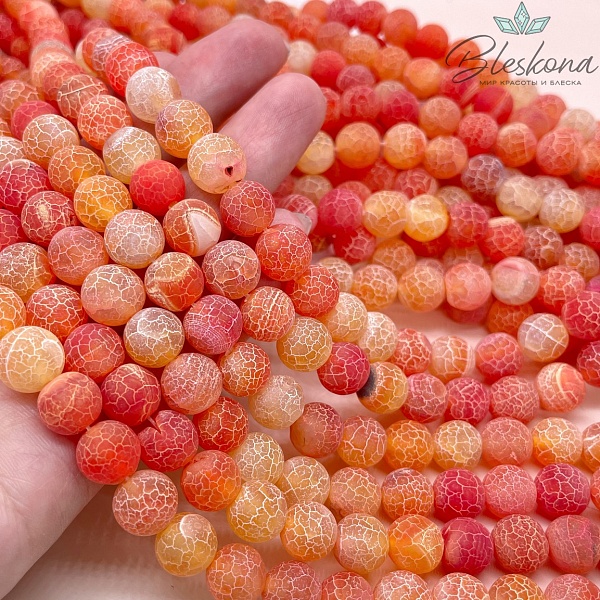 Агат Кракле оранжевый 10 мм