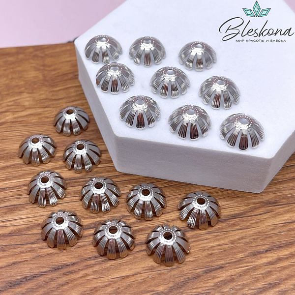12*5 мм Цвет серебро, Шапочка цветок 
