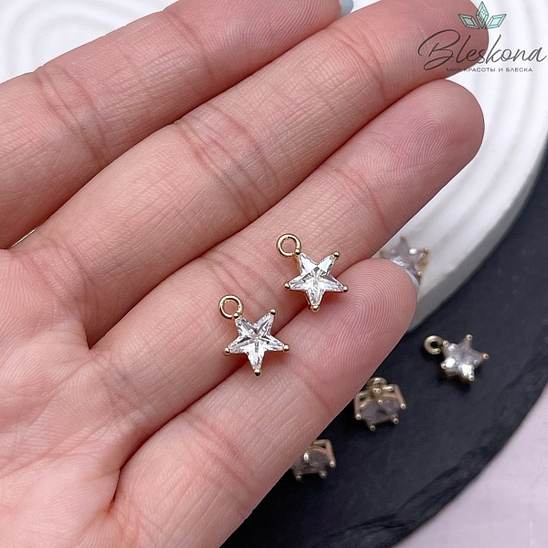 10,5*8,4 мм Цвет золото, Подвеска Звезда большой циркон