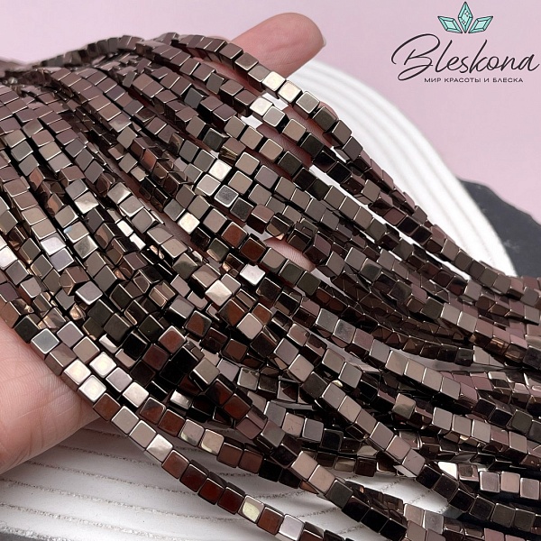 4 мм Гематин имитация, цвет коричневый №1 (шоколадный), куб