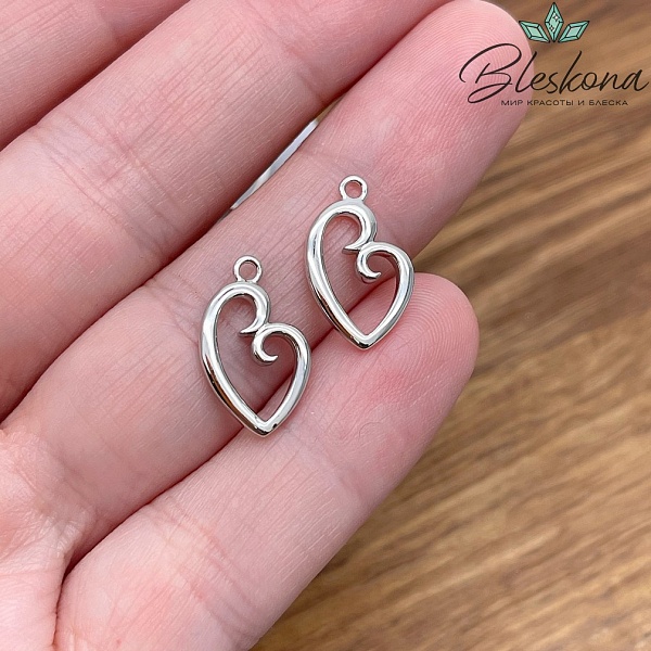 16*10 мм Цвет серебро, Подвеска сердце контур Этно