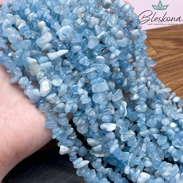 Крошка Аквамарин ширина бусин ~ 7-9 мм