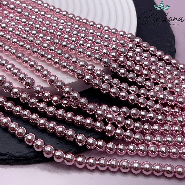 6 мм Гематин имитация, цвет розовый