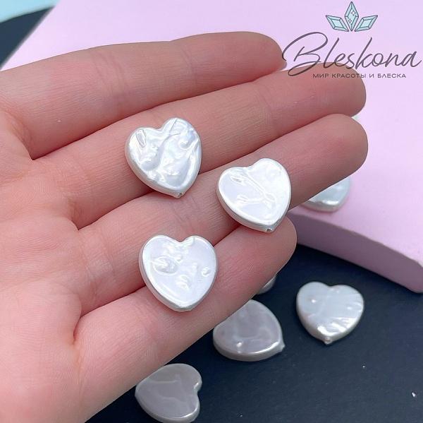 16 мм, Жемчуг Майорка сердечки (штучно)