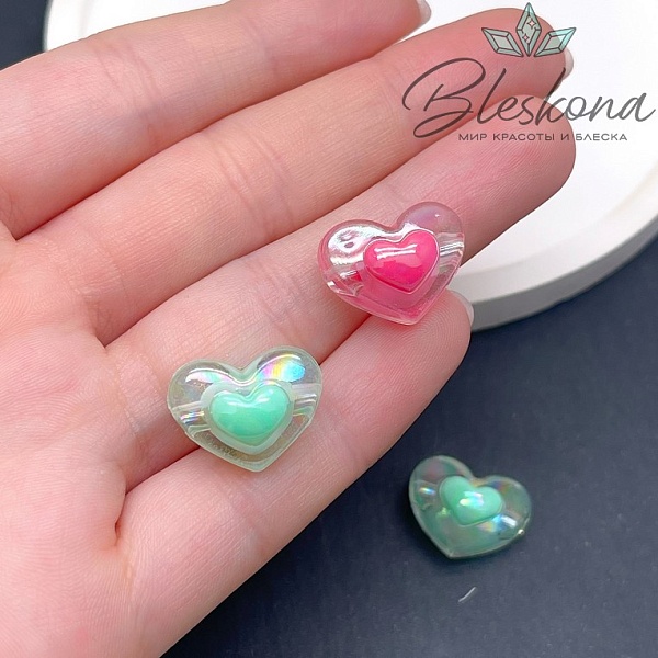 17 мм, Бусина сердце микс уп.10 шт  