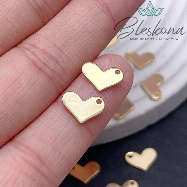 7*10мм, цвет золото, Подвеска сердце гладкое 