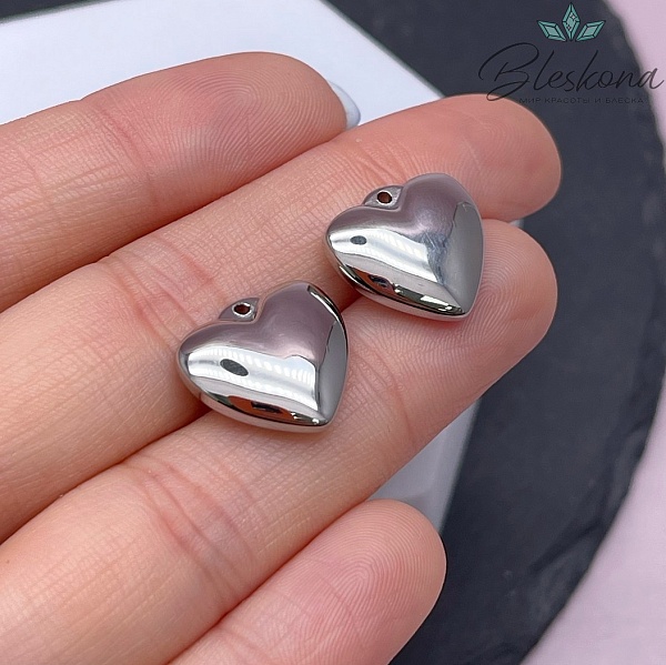 14,3*15 мм Цвет серебро, Подвеска Сердце