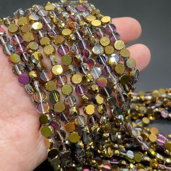 6 мм Стекло Lux, таблетка, цвет золото с фиолетовым переливом