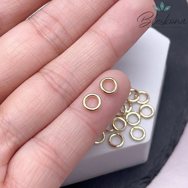 Колечки неразъемные, цвет золото уп.1 гр., 6*1 мм