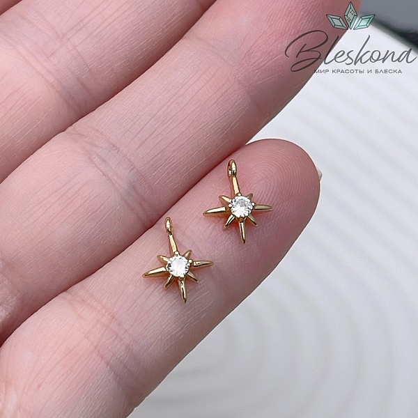 10,5*8,5 мм Цвет золото, Подвеска северная звезда с цирконом 